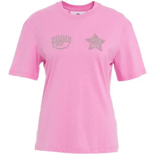 Rosa T-Shirt für Frauen , Damen, Größe: M - Chiara Ferragni Collection - Modalova