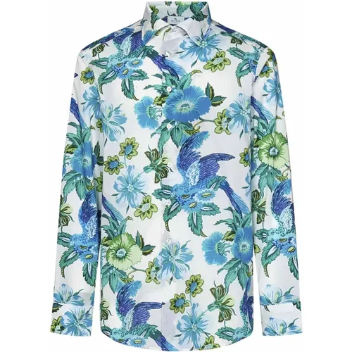 Blue Floral Cotton Shirt , male, Sizes: M, L, XL, 2XL - ETRO - Modalova
