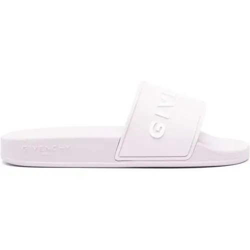 Embossed Logo Slide Flat Sandals , female, Sizes: 7 UK, 4 UK - Givenchy - Modalova