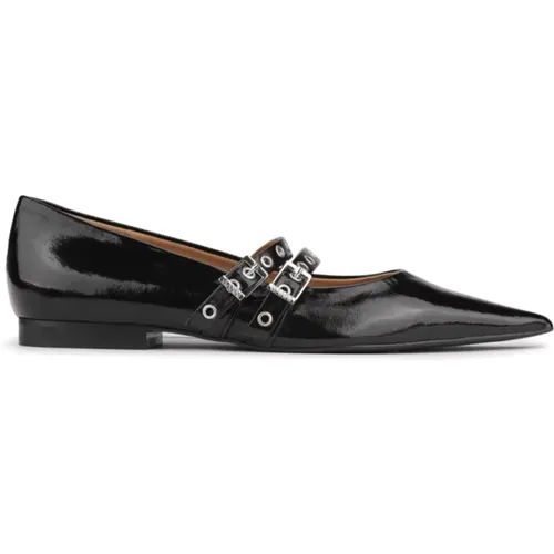 Flat Shoes with Double Straps , female, Sizes: 5 UK, 4 UK, 3 UK, 7 UK - Ganni - Modalova