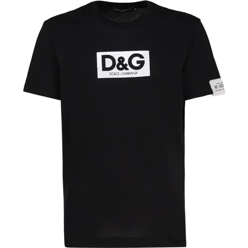 Schwarzes Baumwoll-T-Shirt mit Logo , Herren, Größe: S - Dolce & Gabbana - Modalova