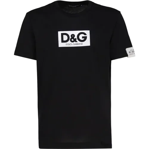 Schwarzes Baumwoll-T-Shirt mit Logo - Dolce & Gabbana - Modalova