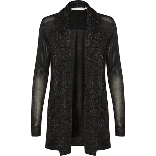 Schwarzer Glitzer Offener Cardigan , Damen, Größe: 2XL - InWear - Modalova