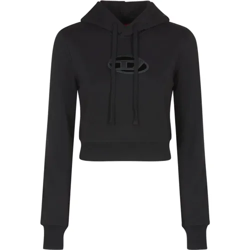 Schwarzer Kapuzenpullover Slim Fit , Damen, Größe: S - Diesel - Modalova