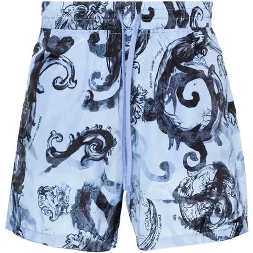 Wasserfarben Blaue Badehose , Herren, Größe: L - Versace Jeans Couture - Modalova