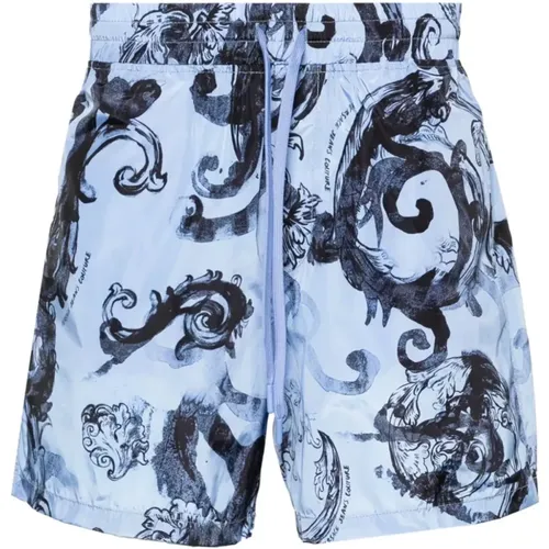 Watercolor Blue Swimshorts , male, Sizes: XL, 3XL, XS, S, 2XL, M, L - Versace Jeans Couture - Modalova