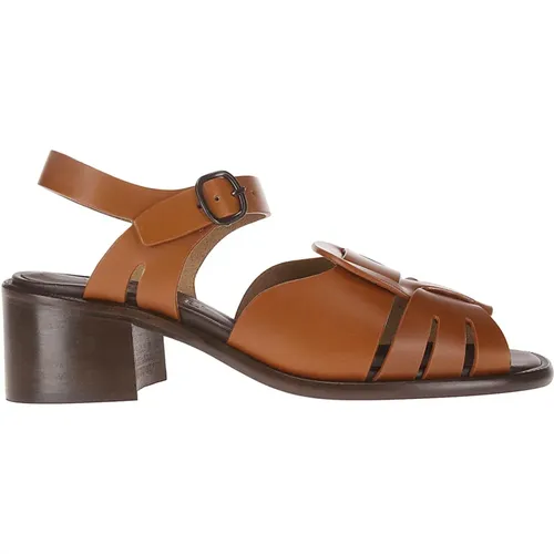Squared Heeled Sandals , female, Sizes: 8 UK, 3 UK, 6 UK - Hereu - Modalova