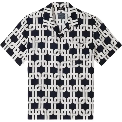 Geometric Blouse in Navy and White , male, Sizes: S - A.p.c. - Modalova