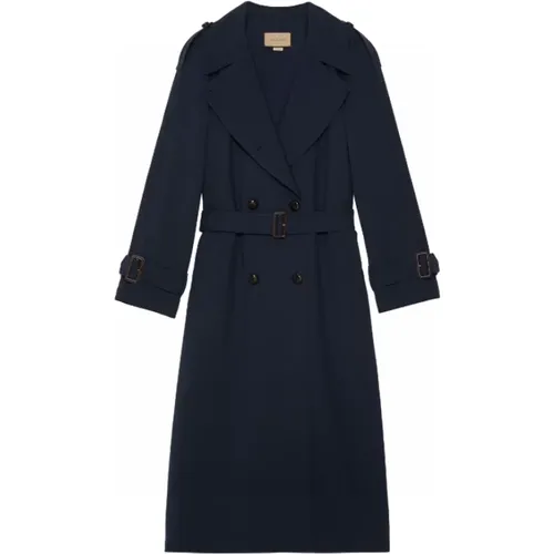 Double-breasted wool trench coat , female, Sizes: XS - Gucci - Modalova