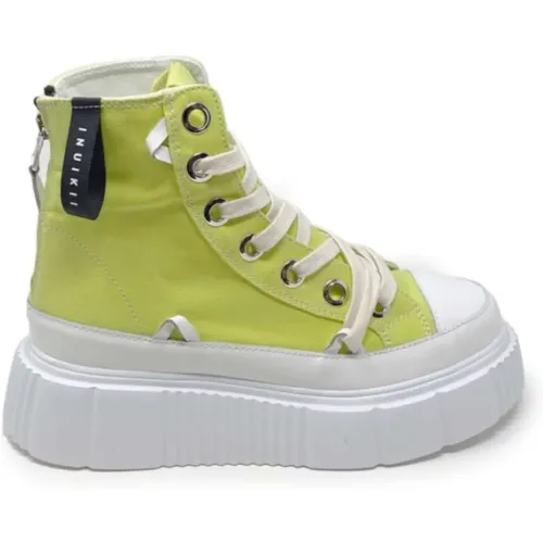 Canvas High Lime Sneakers , Damen, Größe: 37 EU - Inuikii - Modalova