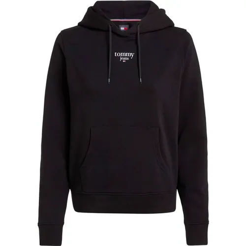 Essential Logo Hoodie Schwarz , Damen, Größe: S - Tommy Jeans - Modalova