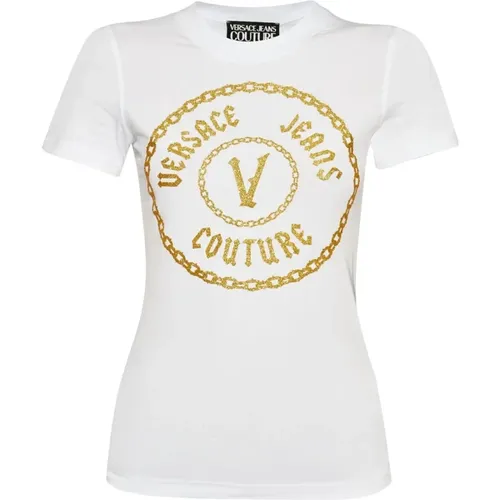 Weißes T-Shirt für Frauen , Damen, Größe: L - Versace Jeans Couture - Modalova