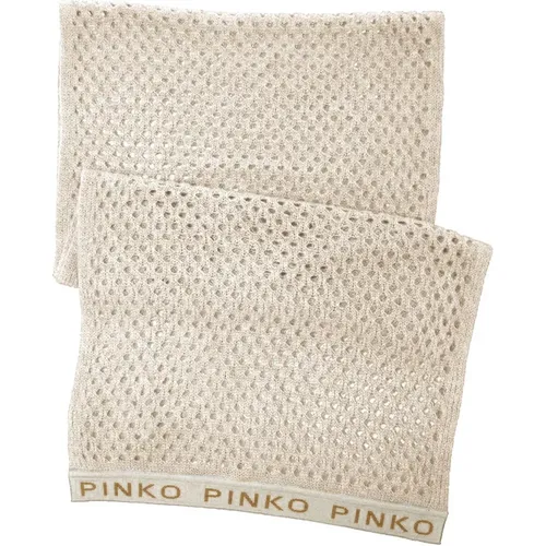 Beiger Acryl Mesh Schal mit Logodruck - pinko - Modalova