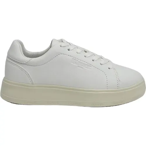 Weiße Leder Plateau Sneakers , Damen, Größe: 39 EU - Blauer - Modalova