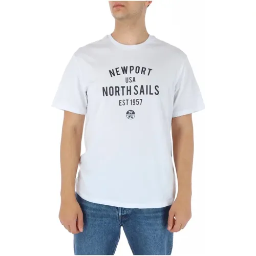 Weißes T-Shirt mit kurzen Ärmeln , Herren, Größe: S - North Sails - Modalova