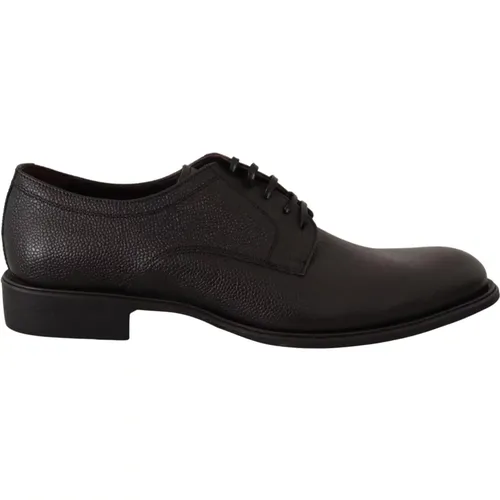 Schwarze Leder Schnürschuhe für Formelle Anlässe , Herren, Größe: 41 EU - Dolce & Gabbana - Modalova