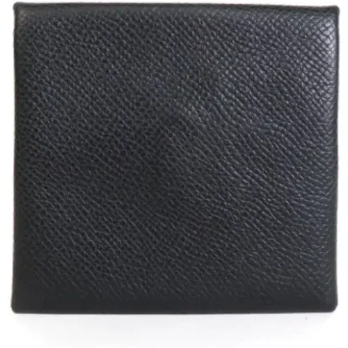 Gebrauchte Schwarze Lederbrieftasche , Damen, Größe: ONE Size - Hermès Vintage - Modalova