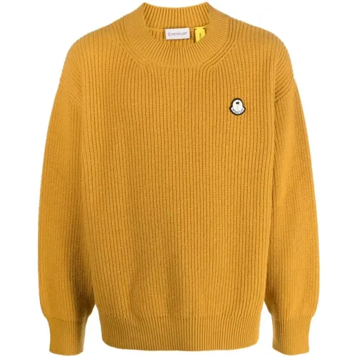 Mustard Waffle Knit Sweater , male, Sizes: M - Moncler - Modalova