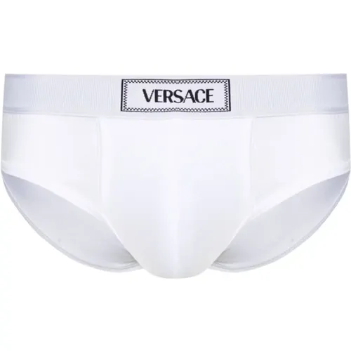 Weißes Baumwoll-Slip-Jersey-Top , Herren, Größe: L - Versace - Modalova