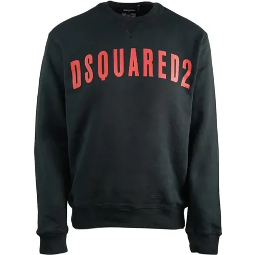 Schwarzer Logo-Sweatshirt Italienische Baumwolle , Herren, Größe: S - Dsquared2 - Modalova