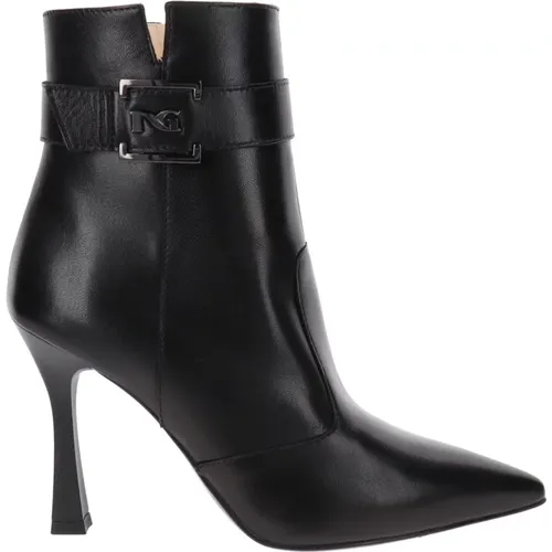 Leather Zip Closure Women Ankle Boots , female, Sizes: 2 UK - Nerogiardini - Modalova
