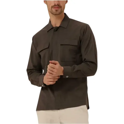 Taupe Overshirt Klassischer Stil , Herren, Größe: L - Gentiluomo - Modalova