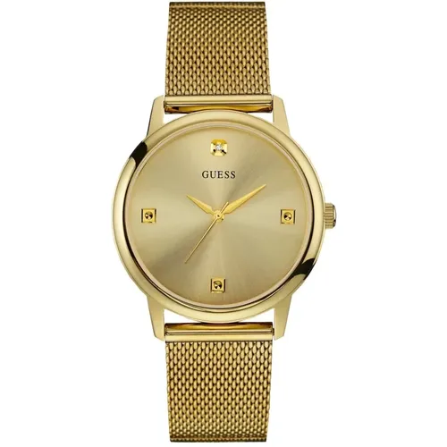 Stylish Stainless Steel Gold Watch , male, Sizes: ONE SIZE - Guess - Modalova