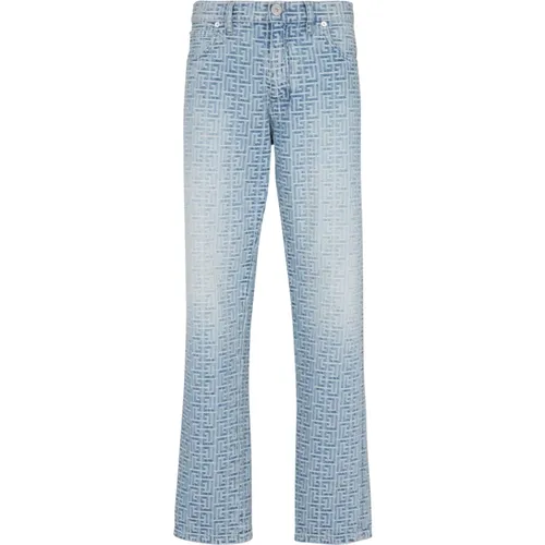 Jeans aus Jacquard mit Monogramm - Balmain - Modalova