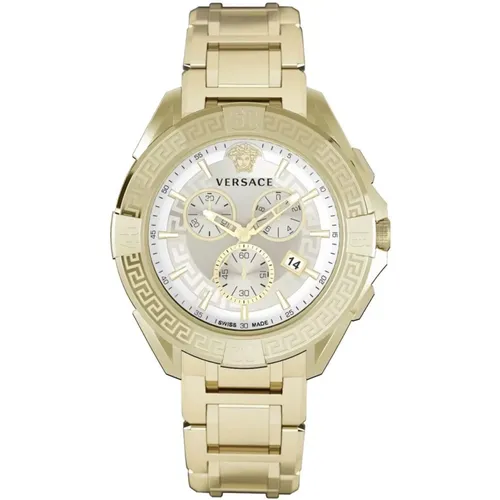 Chrono Sporty Gold White Watch , male, Sizes: ONE SIZE - Versace - Modalova
