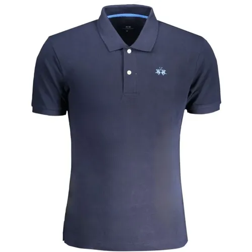 Blaues Baumwoll-Poloshirt mit Stickerei , Herren, Größe: XL - LA MARTINA - Modalova