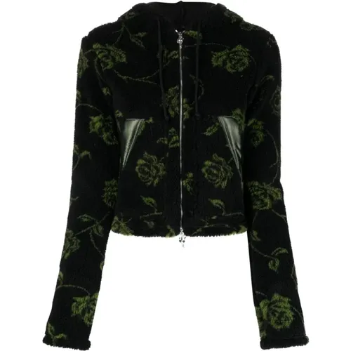 Floral Print Cropped Coat , female, Sizes: M - Rave Review - Modalova