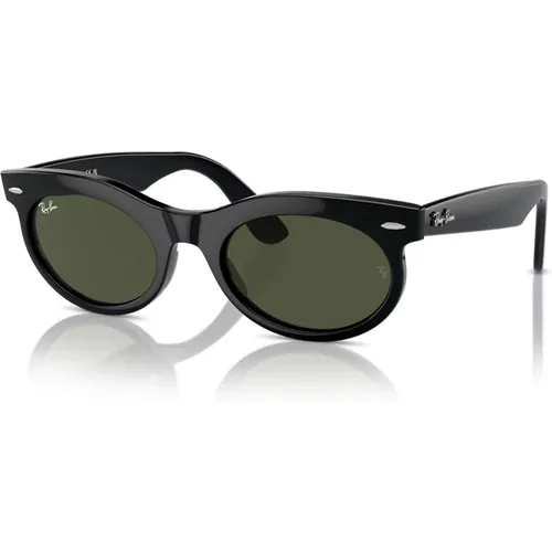 Ovale Wayfarer Sonnenbrille,Ovale Sonnenbrille Schwarz Grüne Gläser - Ray-Ban - Modalova