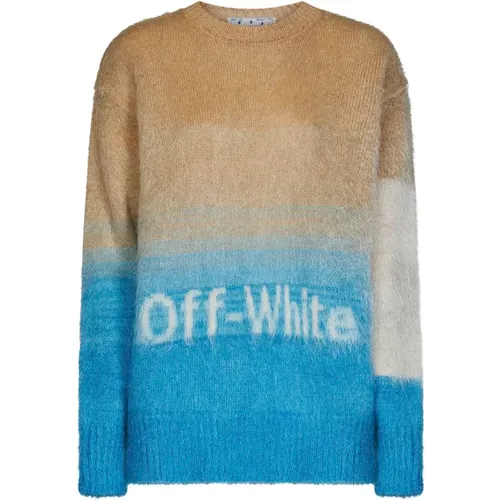 Beiger Pullover mit Off-White Logo , Damen, Größe: 2XS - Off White - Modalova