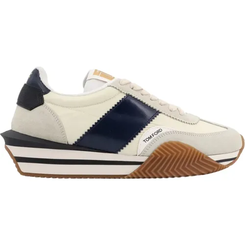 Beige Sneakers Lace-up Rubber Sole Italy , male, Sizes: 6 UK, 7 UK, 10 UK, 6 1/2 UK, 7 1/2 UK, 8 UK, 9 1/2 UK, 8 1/2 UK - Tom Ford - Modalova