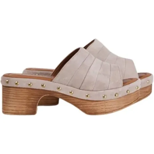 Suede Platform Slip-On Sandals , female, Sizes: 4 UK, 5 UK, 7 UK - Dwrs - Modalova