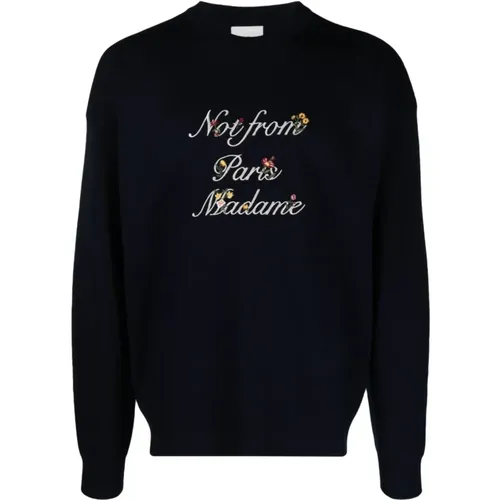 Sweaters with Floral Slogan , male, Sizes: M, L, S - Drole de Monsieur - Modalova