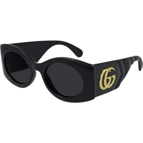 Oval Sunglasses with Matelassé Temple , female, Sizes: 52 MM - Gucci - Modalova