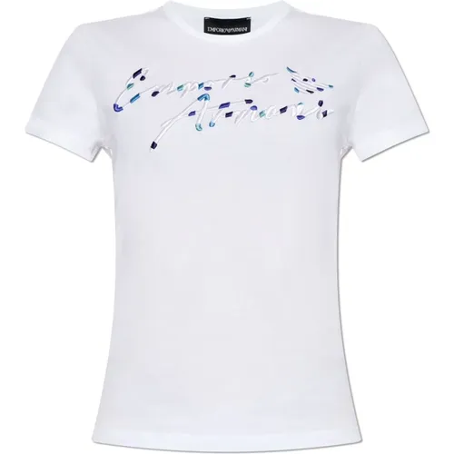 T-shirt with logo , female, Sizes: S, XL, M, L - Emporio Armani - Modalova