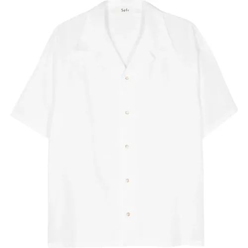 Weißes Leinen Baumwollhemd Dalian , Herren, Größe: M - Séfr - Modalova