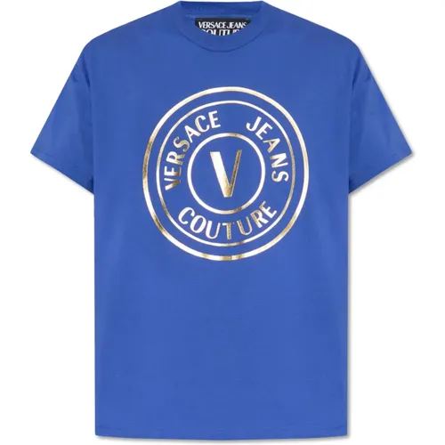 T-Shirt mit Logo-Print , Herren, Größe: S - Versace Jeans Couture - Modalova