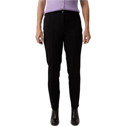 Schwarze High-Waist Straight-Leg-Hose , Damen, Größe: M - CAMBIO - Modalova