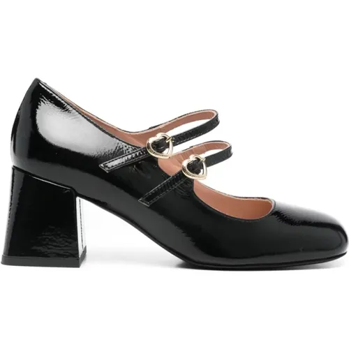 Patent Leather Block Heel Shoes , female, Sizes: 6 UK, 7 UK, 4 UK, 3 UK - Love Moschino - Modalova