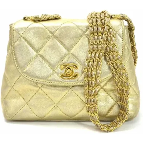 Gold Leather Chanel Shoulder Bag , female, Sizes: ONE SIZE - Chanel Vintage - Modalova