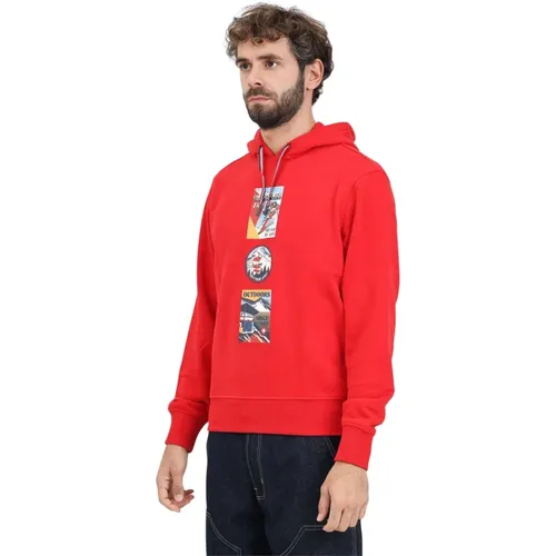 Roter Hoodie mit Grafikdesign , Herren, Größe: XL - Napapijri - Modalova