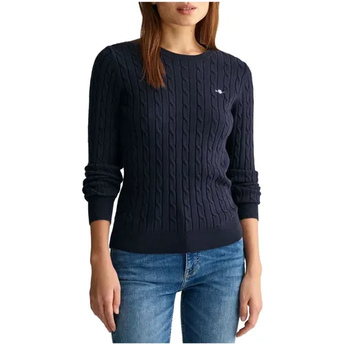 Stretch Cotton Cable C-Neck Sweater , female, Sizes: M, XL, L - Gant - Modalova