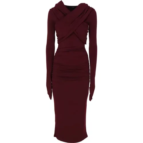 Bordeaux Elastisches Kleid mit Kapuze , Damen, Größe: S - Andamane - Modalova