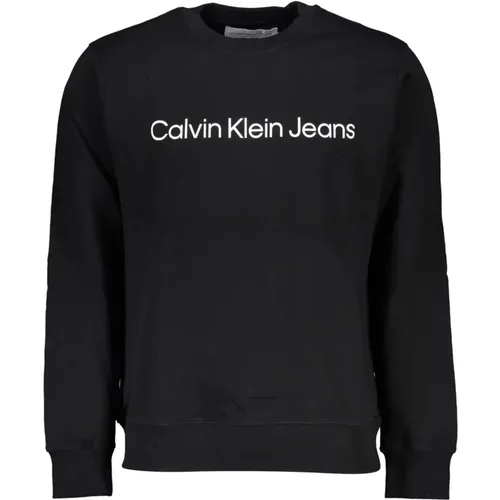 Schwarzer Sweatshirt mit Langen Ärmeln und Logo-Druck , Herren, Größe: 2XL - Calvin Klein - Modalova