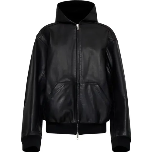 Leather Hooded Jacket , female, Sizes: S - Balenciaga - Modalova