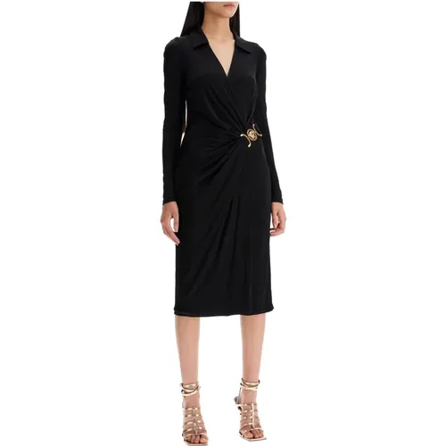 Elegant Draped Jersey Dress , female, Sizes: M, S - Versace - Modalova