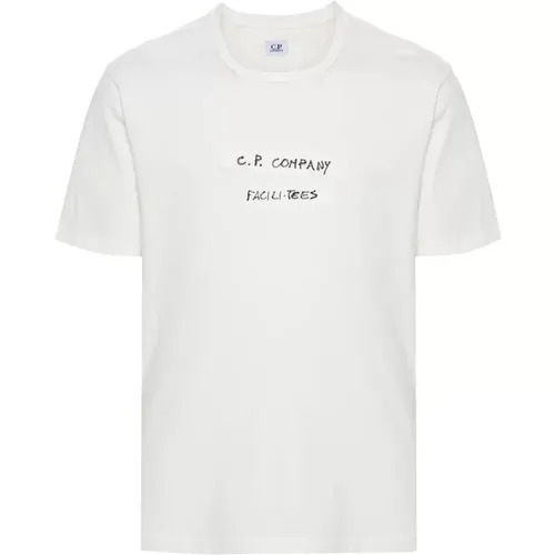 Weiße Baumwoll Logo Print T-shirt - C.P. Company - Modalova